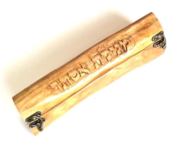 Handmade Olive Wood Megila Case, Israeli Purim Megilat Esther Box - image 1