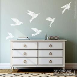 Origami Birds Wall Decal, Geometric Cranes Sticker Christmas Gift For Office Home Living Room Decor - thumbnail 2