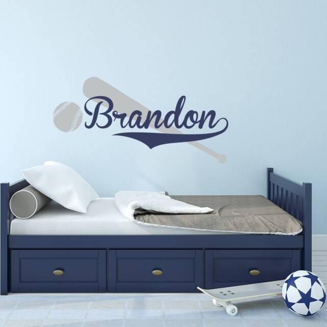 Personalized Baseball Name Wall Decal Boys Sports Room Decor Ww44 - image 1