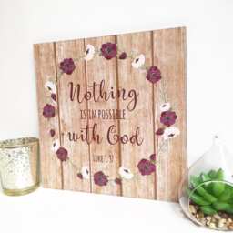 Nothing Is Impossible With God Plaque, Luke 1 Verse 37 Sign, Wooden Bible Christian Wall Art, Scripture Gift, Gift - thumbnail 2