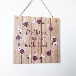 Nothing Is Impossible With God Plaque, Luke 1 Verse 37 Sign, Wooden Bible Christian Wall Art, Scripture Gift, Gift - thumbnail 3