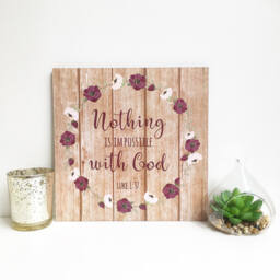 Nothing Is Impossible With God Plaque, Luke 1 Verse 37 Sign, Wooden Bible Christian Wall Art, Scripture Gift, Gift - thumbnail 1
