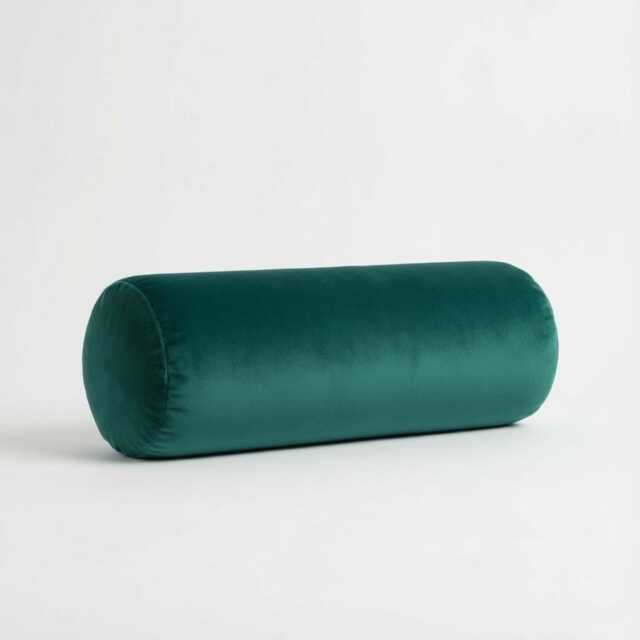 Teal Velvet Bolster Pillow Round Plush Cushion, Neck & Lumbar Support - image 1