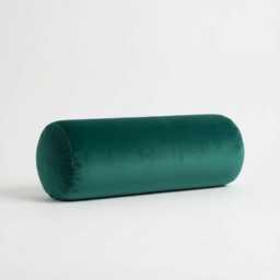 Teal Velvet Bolster Pillow Round Plush Cushion, Neck & Lumbar Support