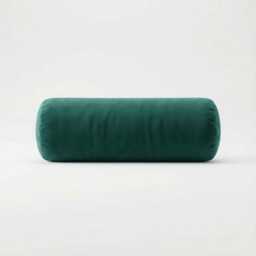 Teal Velvet Bolster Pillow Round Plush Cushion, Neck & Lumbar Support - thumbnail 2