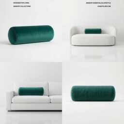 Teal Velvet Bolster Pillow Round Plush Cushion, Neck & Lumbar Support - thumbnail 3