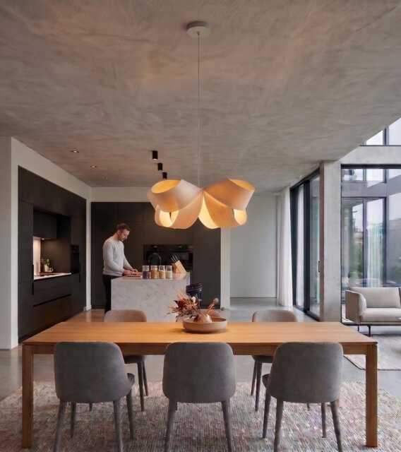 Scandinavian Wood Pendant Light - Modern Krabbe Veneer Chandelier, Minimalist Kitchen Dining Ceiling Fixture - image 1