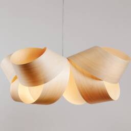 Scandinavian Wood Pendant Light - Modern Krabbe Veneer Chandelier, Minimalist Kitchen Dining Ceiling Fixture - thumbnail 2