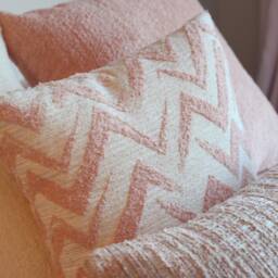 Blush Pink Chevron Pillow Cover Tufted Jacquard Fabric - 18x18 - thumbnail 3