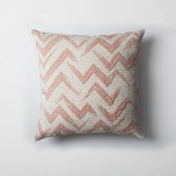 Blush Pink Chevron Pillow Cover Tufted Jacquard Fabric - 18x18 - thumbnail 1