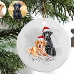 Pet Portrait Christmas Bauble, Personalised Ornament, Gift For Dog Owner, Decoration, Dog Watercolour - thumbnail 3
