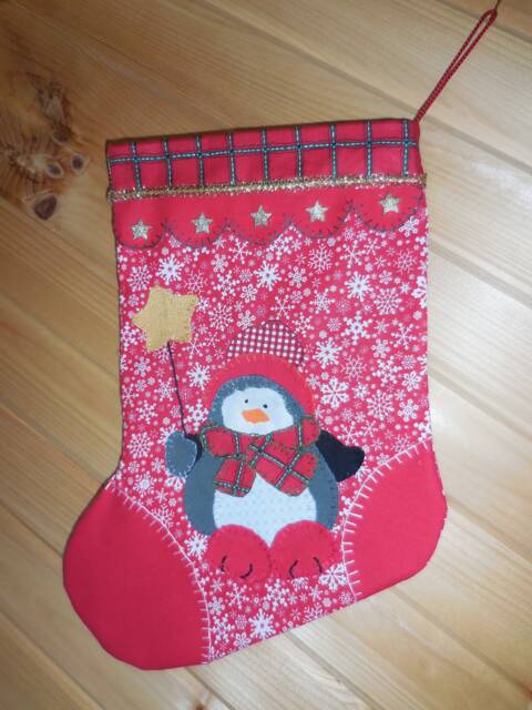 The Penguin With Gold Stars Christmas Stocking - image 1