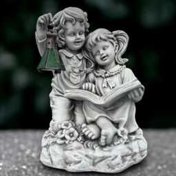 Concrete Children Sculpture Outdoor Kids Figurine Stone Memorial Decoration Handmade Front Door Ornament Children Lover Gift - thumbnail 3