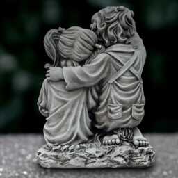 Concrete Children Sculpture Outdoor Kids Figurine Stone Memorial Decoration Handmade Front Door Ornament Children Lover Gift - thumbnail 4