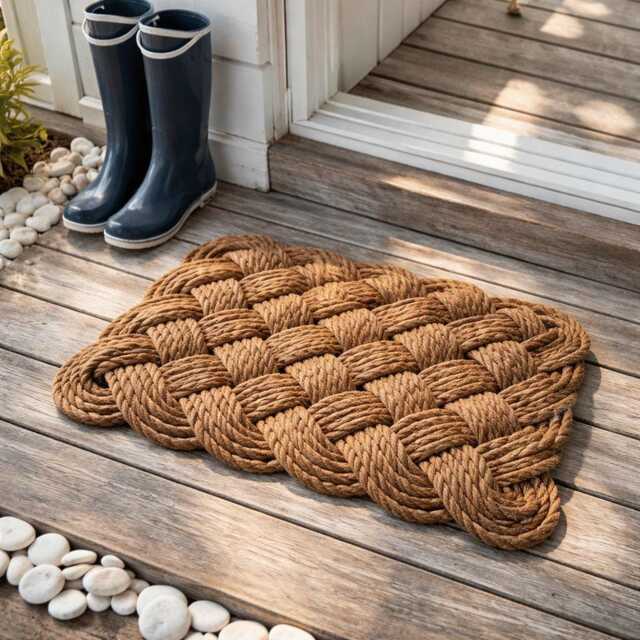 Nautical Doormat, Rope Carpet, Maritime Jute Mat, Sailor's Knot, Handmade, Rustic, Washable - image 1