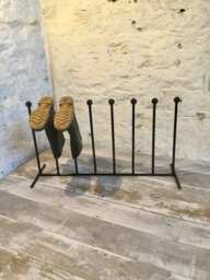 Handmade in The UK Black Wrought Iron Steel Metal Welded Free Standing 4 Pair Wellington Boot Welly Rack Stand Storage - thumbnail 1
