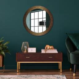 Greek Ornament, Gold, Round Mirror Frame, Glass Wall Art, High Quality Print - thumbnail 2