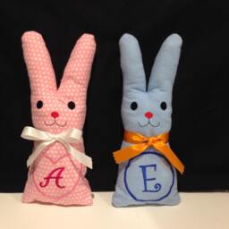 Personalised Embroidered, Initialed, Handmade Soft Toy, Stuffed Rabbit Bunny - thumbnail 2