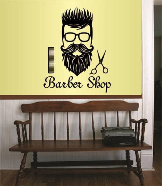 In-Style Decals Wall Vinyl Decal Home Decor Art Sticker Barber Shop Man Hair Hairdresser Scissors Haircut Beard Removable Mural Design 163 - image 1