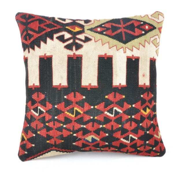 "Kilim Pillow, Wool Kilim Cousin From Anatolia, 40x40 cm, 16""x16" - image 1