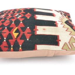 "Kilim Pillow, Wool Kilim Cousin From Anatolia, 40x40 cm, 16""x16" - thumbnail 3
