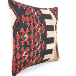 "Kilim Pillow, Wool Kilim Cousin From Anatolia, 40x40 cm, 16""x16" - thumbnail 2
