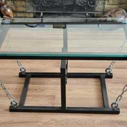 Tensegrity Coffee Table Handcrafted Steel & Glass - Modern-Industrial Design - thumbnail 2