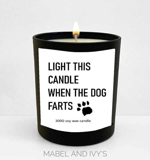 Dog Fart Candle Joke Soy Wax Candle - Black Jar Gift - 300G - image 1