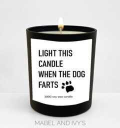 Dog Fart Candle Joke Soy Wax Candle - Black Jar Gift - 300G - thumbnail 1
