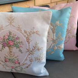 Vintage Style Tapestry Cushion Cover Floral Vase - Cream, 17 - thumbnail 2