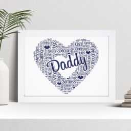 Personalised Daddy Heart Word Art Print, Father's Day Gift, Custom Wall Framed Picture, Present For Dad Nl - thumbnail 1
