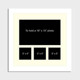 Multi Photo Picture Frame - White Wood, 16x10 & Three 5x5 - thumbnail 2