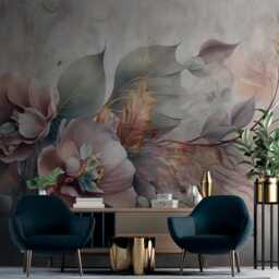 Large Flower Abstract Wall Mural Bedroom Neutral Wallpaper Gray Backdrop Decals Living Room Customizable Removable - thumbnail 4