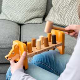 Personalised Fox Hammer Bench Wooden Toddler Toy, 1st Birthday Gift - Lc1062