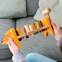 Personalised Fox Hammer Bench Wooden Toddler Toy, 1st Birthday Gift - Lc1062 - thumbnail 4
