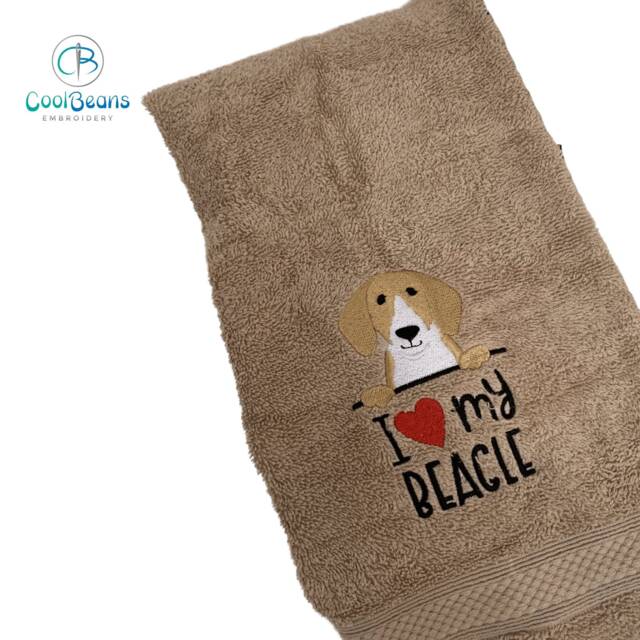 Beagle Dog Towel - Personalised Face Cloth/Hand Bath Embroidered - image 1