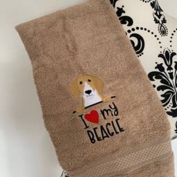 Beagle Dog Towel - Personalised Face Cloth/Hand Bath Embroidered - thumbnail 2