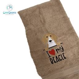 Beagle Dog Towel - Personalised Face Cloth/Hand Bath Embroidered - thumbnail 1