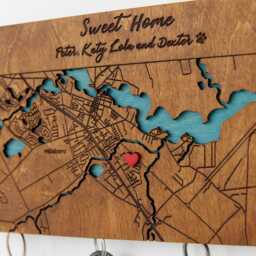Wooden Key Holder, Personalized Map Rack For Housewarming Gift - thumbnail 2