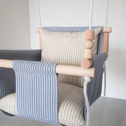 Baby Toddler Swing Linen Canvas, Beech Wood, Sensory Therapy - thumbnail 2