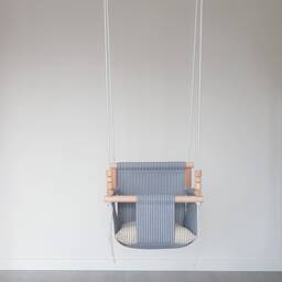 Baby Toddler Swing Linen Canvas, Beech Wood, Sensory Therapy - thumbnail 3