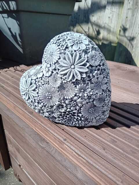 Love Heart, Floral Hightly Detailed Stone Garden Ornament - image 1