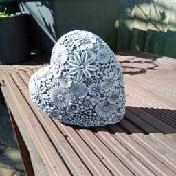 Love Heart, Floral Hightly Detailed Stone Garden Ornament - thumbnail 2