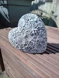 Love Heart, Floral Hightly Detailed Stone Garden Ornament - thumbnail 1