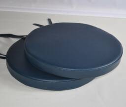"2 Dark Blue Faux Leather Round Dining Garden Chair Cushion Seat Pads 12"" To 20"
