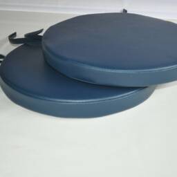"2 Dark Blue Faux Leather Round Dining Garden Chair Cushion Seat Pads 12"" To 20" - thumbnail 3