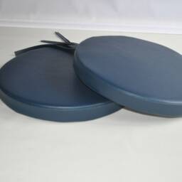 "2 Dark Blue Faux Leather Round Dining Garden Chair Cushion Seat Pads 12"" To 20" - thumbnail 2