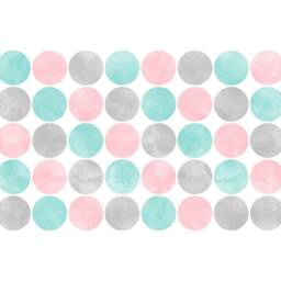 Watercolor Polka Dot Wall Decals Neutral Nursery Decor, 40 Fabric Stickers - thumbnail 4