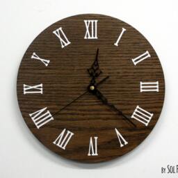 Wooden Circle With Roman Numbers - Wall Clock Farmhouse Decor Anniversary Housewarming Rustic Cabin Country - thumbnail 2
