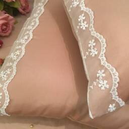 Pillow Cover Taffeta & Light Antique Pink Lace Handmade in Italy - thumbnail 2
